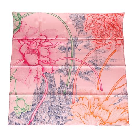 Hermès A L'ombre des Pivoines Silk Scarf 